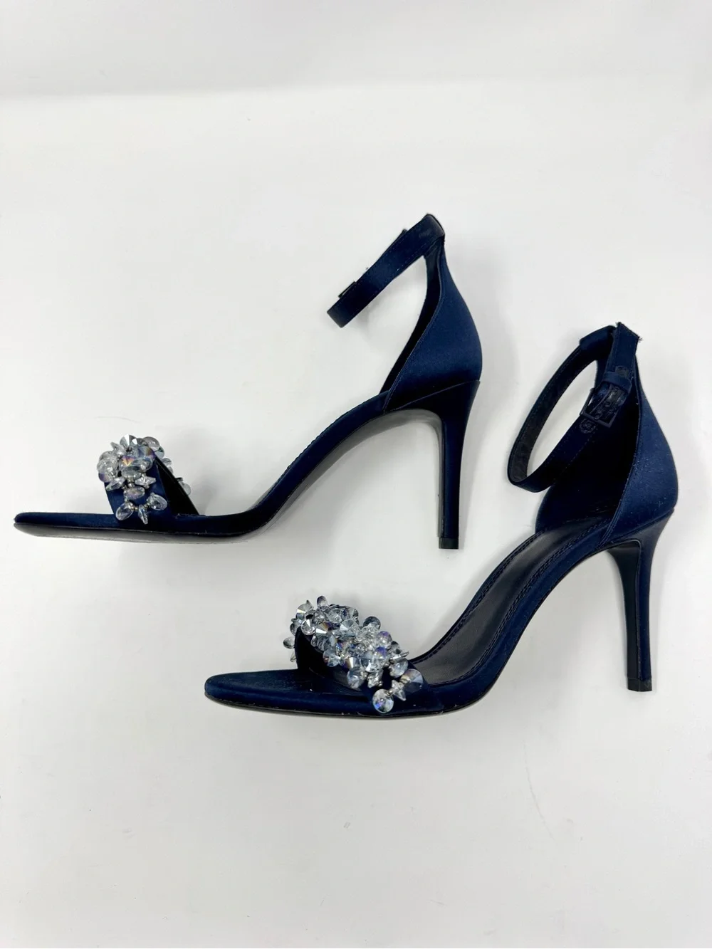 Tory Burch Logan Crystal Embellished Sandal 85mm Perfect Navy US 8